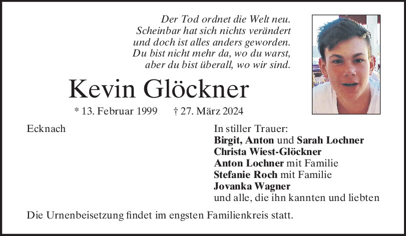 Kevin Glöckner verstorben